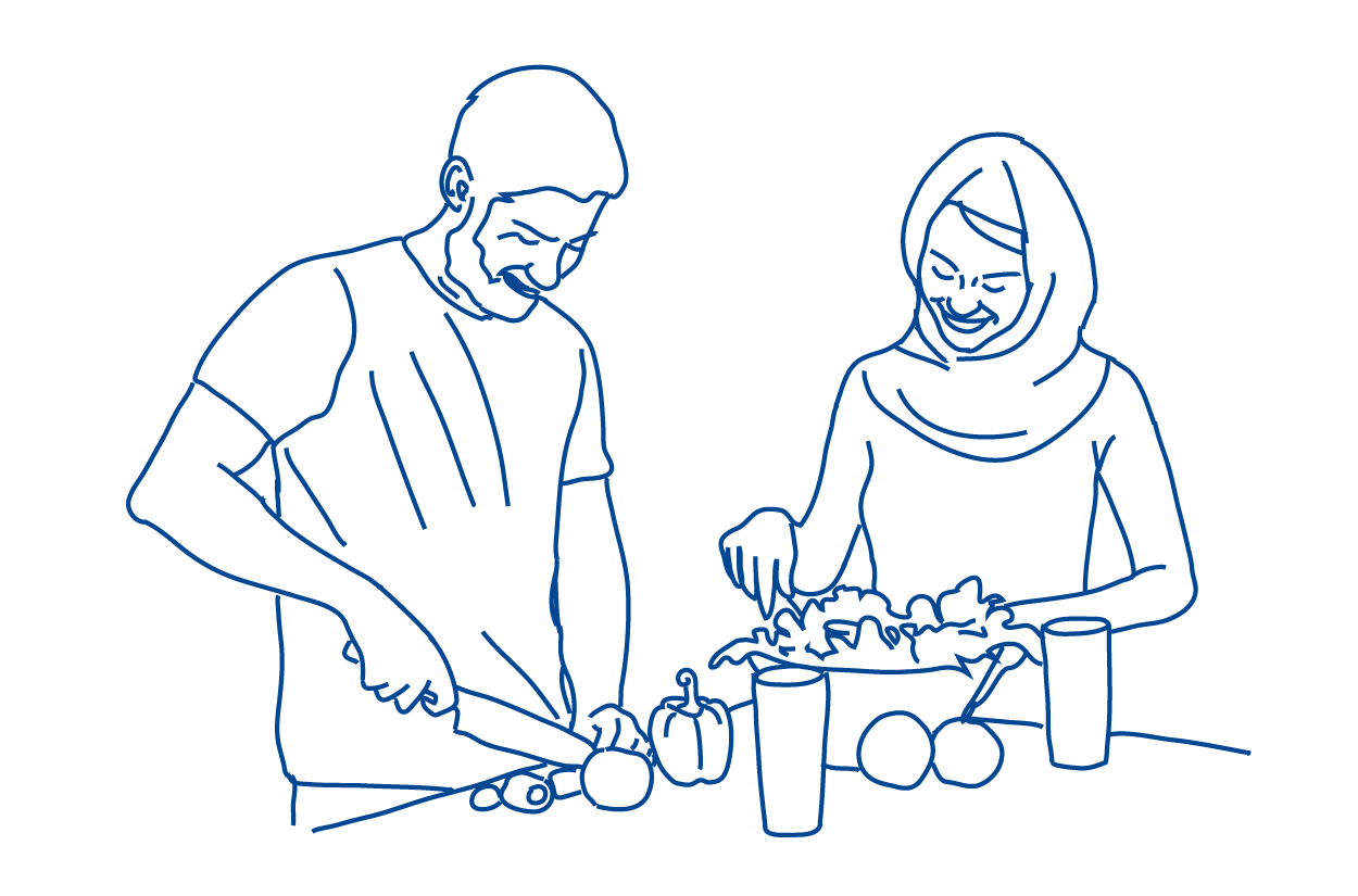 Gemeinsam Kochen und Essen_blau