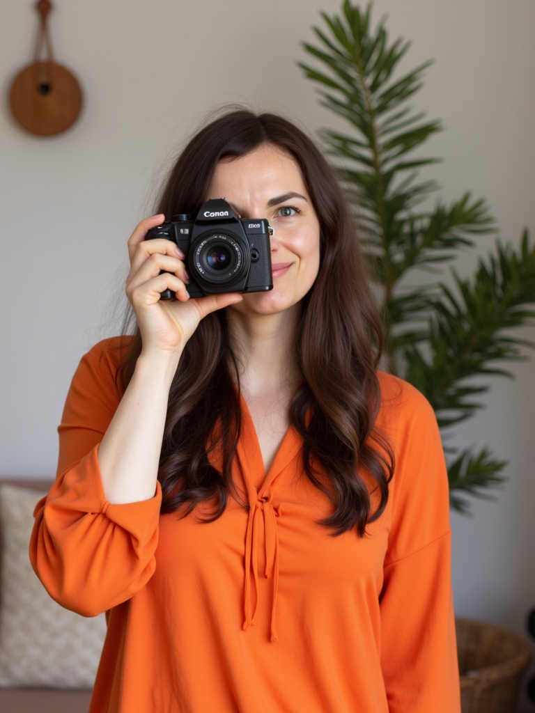 Marielle mit Fotoapparat Marielle mit Fotoapparat
