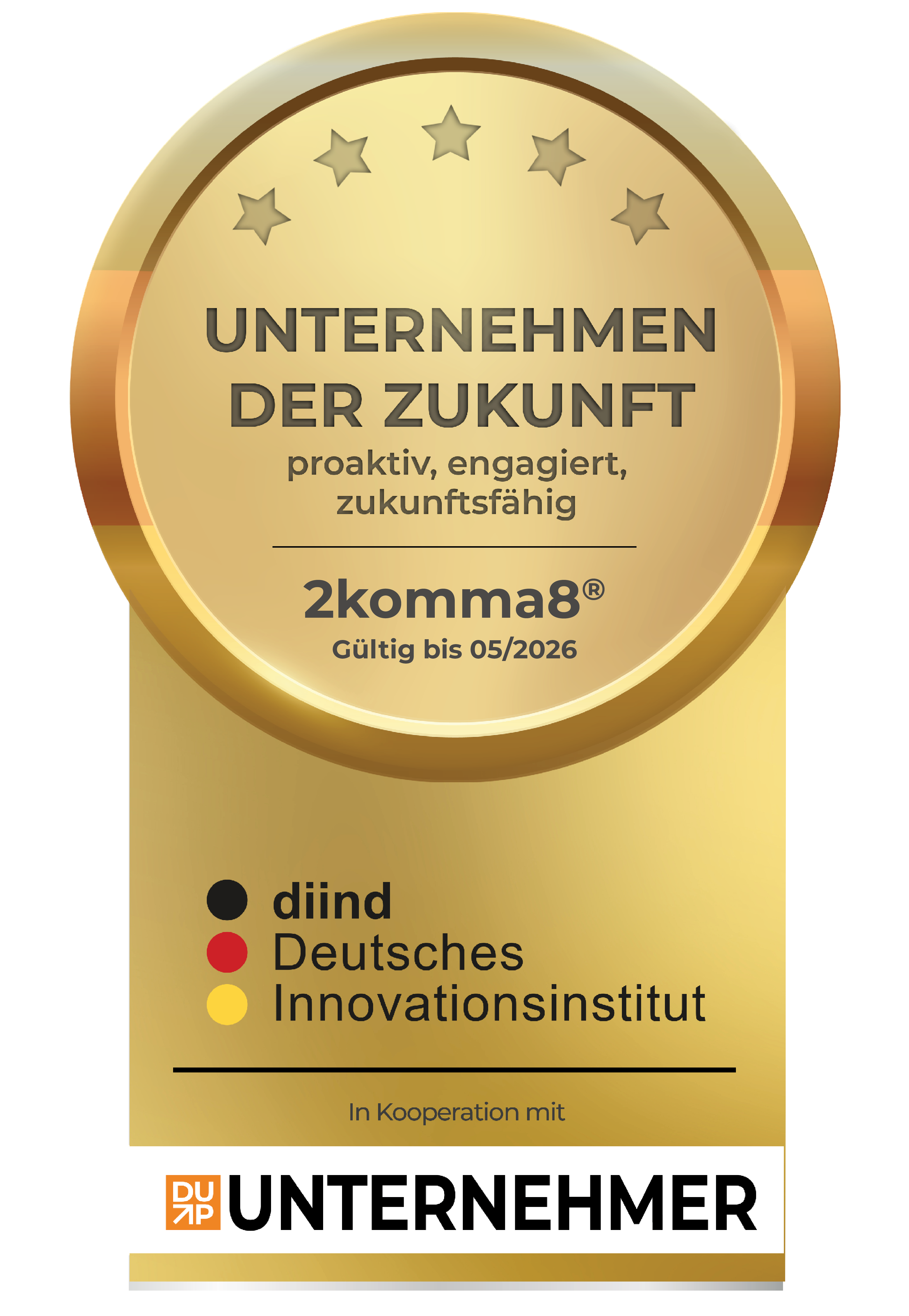 UDZ(Firma)-Siegel 2komma8® Unternehmen der Zukunft