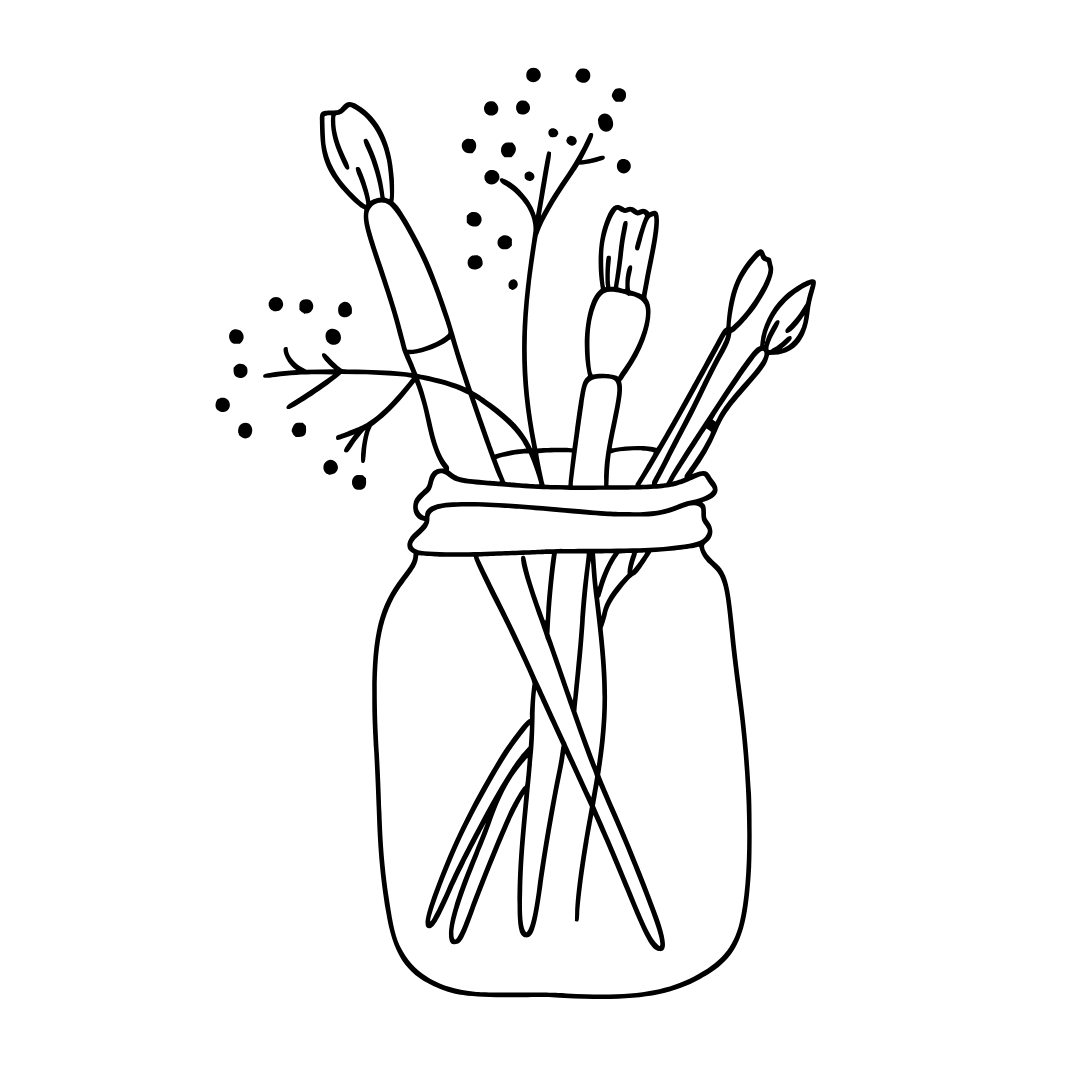 Grafikdesign Zeichnung von Pinseln in einem Glas als Symbol für das Thema Grafikdesign