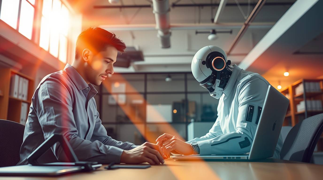 Mensch und Maschine in perfekter Kooperation KI-generiertes Bild